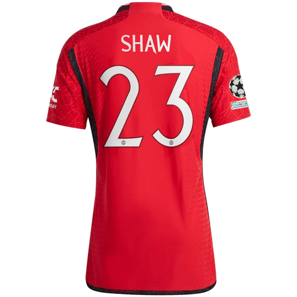 adidas Manchester United Authentic Luke Shaw Home Jersey 23/24 w/ Champions Leag