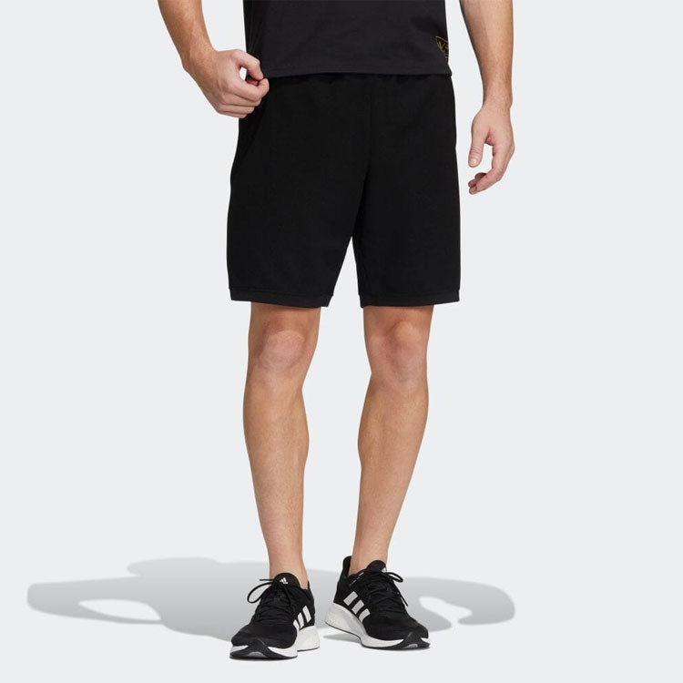 adidas Solid Color Straight Casual Knit Shorts Black HD0007