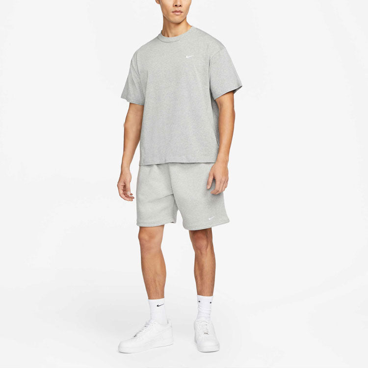 Image of Nike Solid Color Logo Straight Loose Casual Shorts Unisex Gray DV3056-063