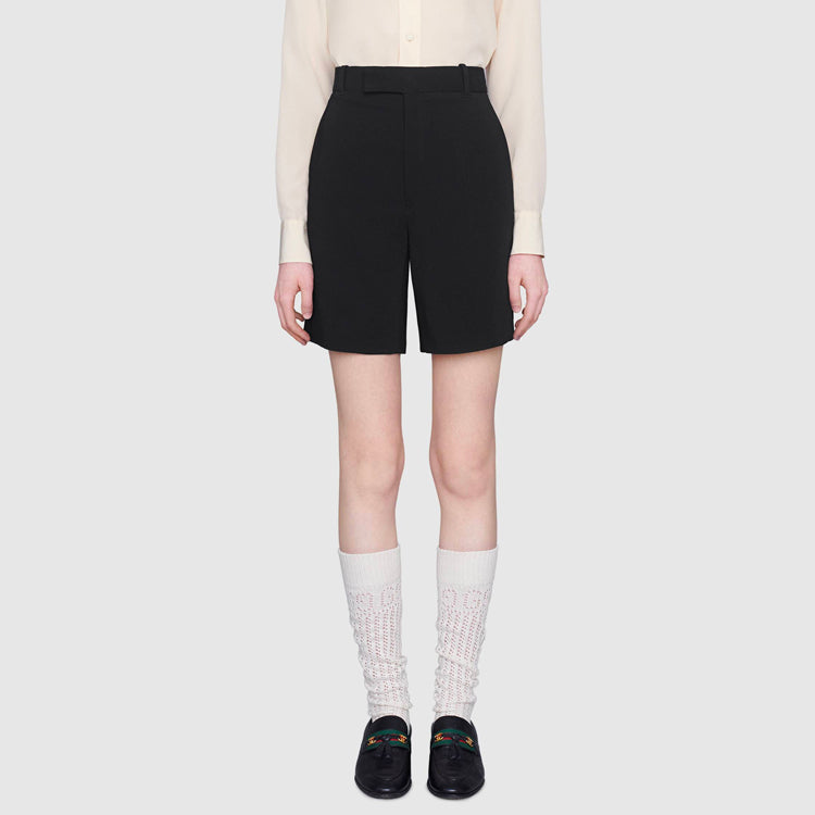 Image of (WMNS) Gucci Cady Viskose-Shorts ‚Schwarz‘ 619500-ZKR01-1000