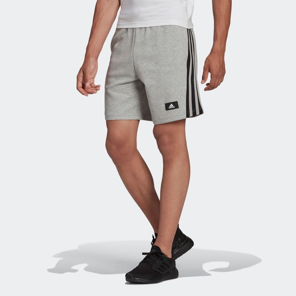 Image of Men's adidas Stripe Athleisure Casual Sports Shorts Japanese Version Gray H46516