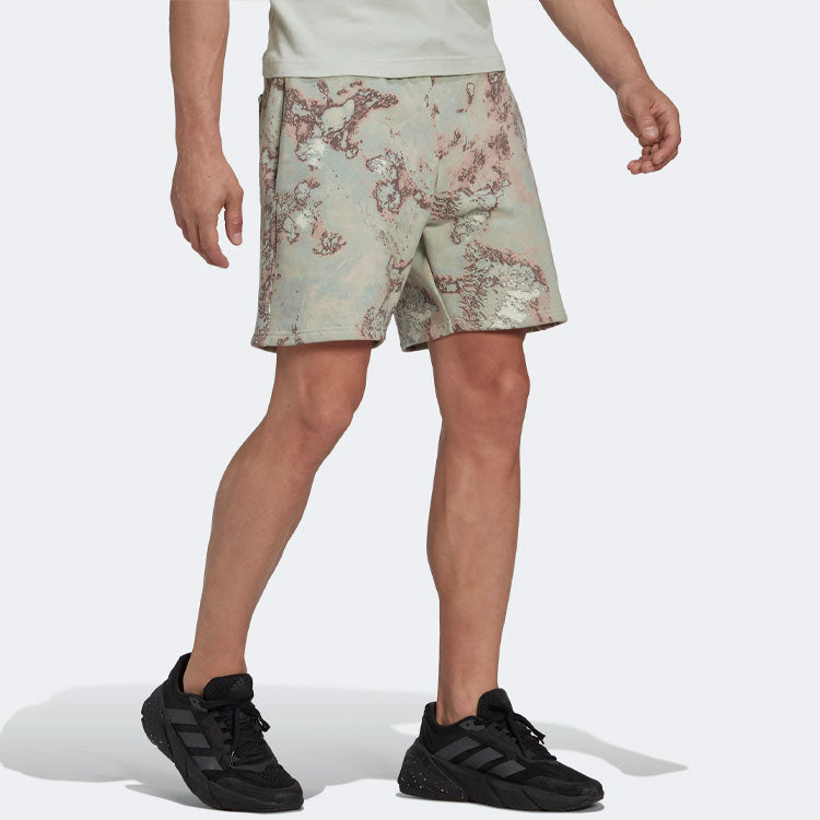 Image of adidas Printing Lacing Straight Casual Shorts Unisex Green HG6440