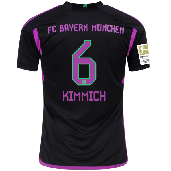 adidas Bayern München Joshua Kimmich Auswärtstrikot mit Bundesliga Champions Patch 23