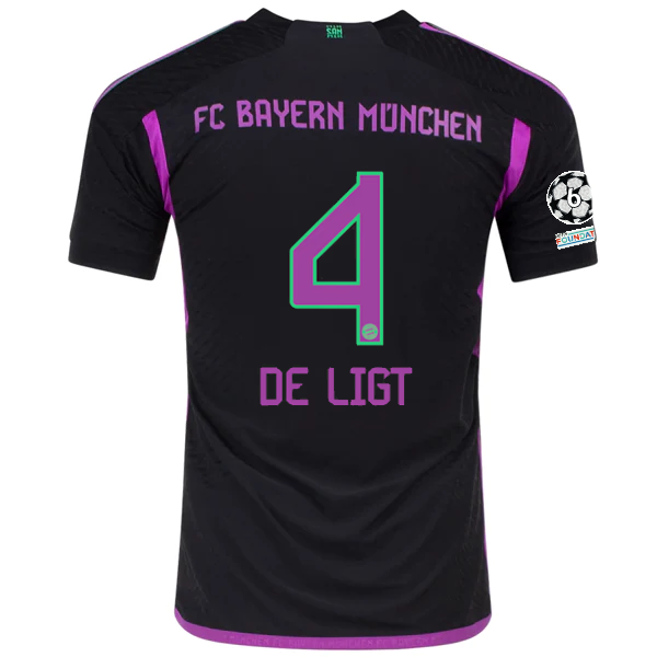 Image of adidas Bayern Munich Authentic Matthijs de Ligt Away Jersey w/ Champions League