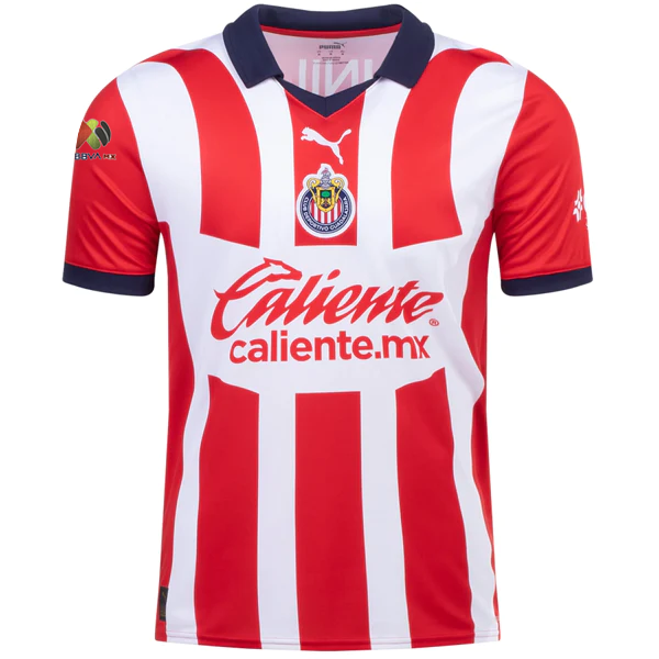 Image of Puma Chivas Alexis Vega Home Jersey w/ Liga MX Patch 23/24 (Puma Red/White)