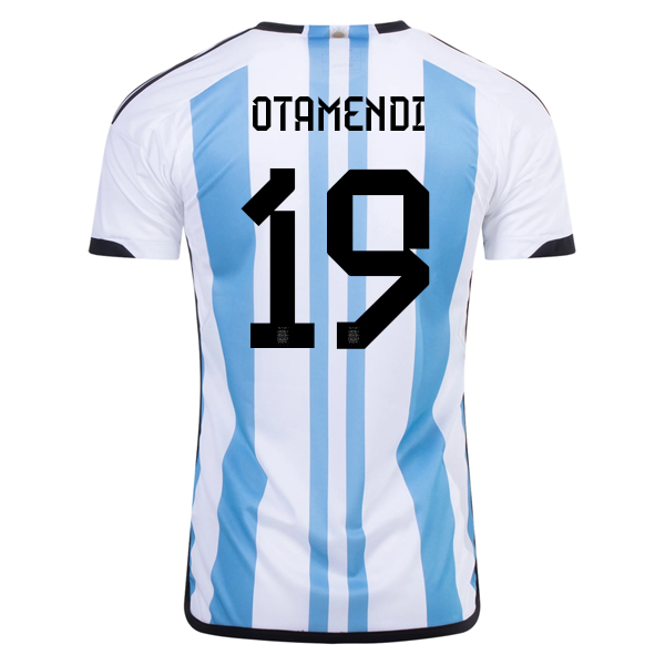 adidas Argentina Nicolas Otamendi Three Star Home Jersey w/ World Cup Champion P