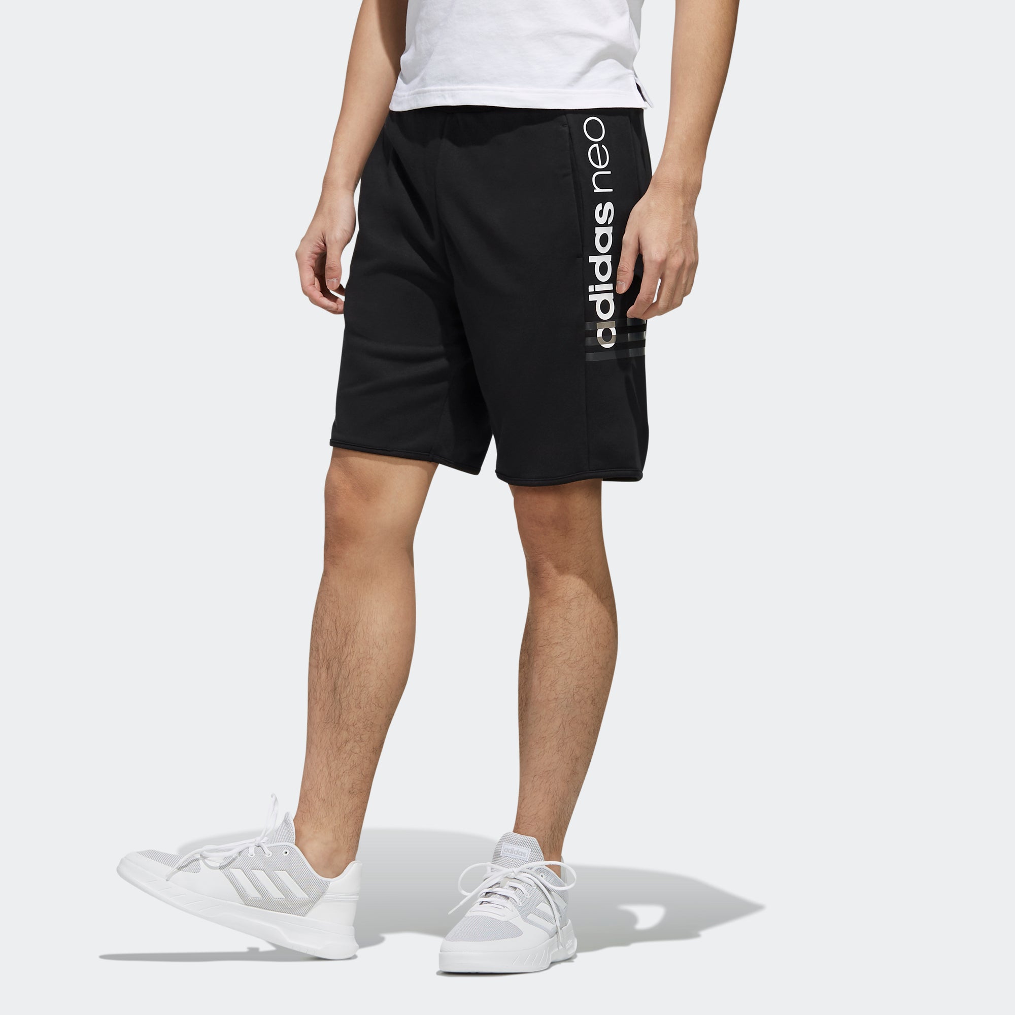 Image of adidas neo M Cs Brndd Shrt Side Alphabet Printing Casual Sports Shorts Black EI4