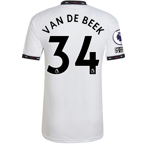 Image of adidas Mancheser United Donny Van de Beek Away Jersey w/ EPL + No Room For Racis