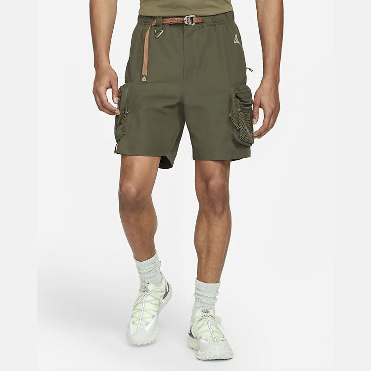 Image of Men's Nike ACG Multiple Pockets Outdoor Cargo Loose Casual Straight Shorts Green