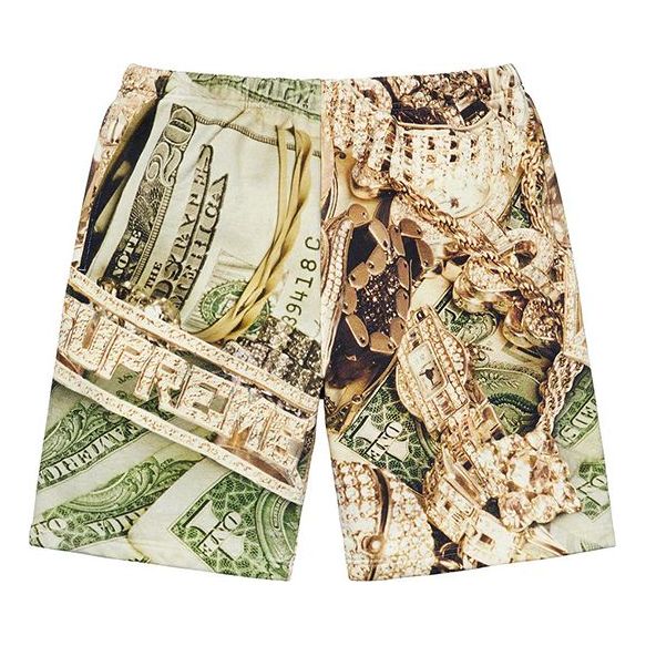 Image of Supreme SS20 Week 5 Bling Sweatshort Gold Printing Shorts Pants Unisex 'Green Re