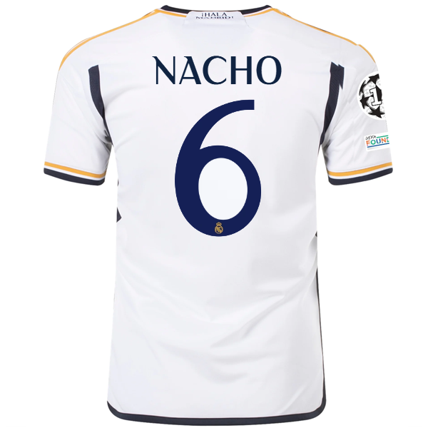 Image of adidas Real Madrid Nacho Home Jersey w/ Champions League + Club World Cup Patche