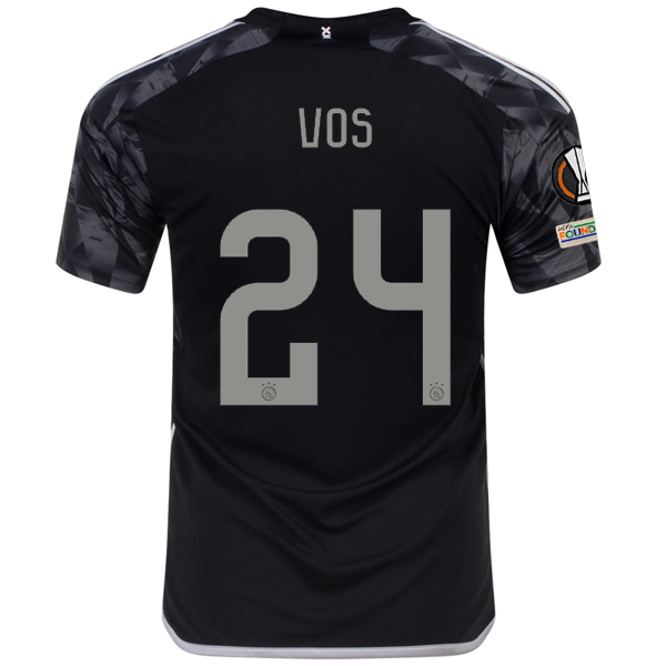 adidas Ajax Silvano Vos Drittes Trikot mit Europa League-Aufnähern 23/24 (Schwarz)