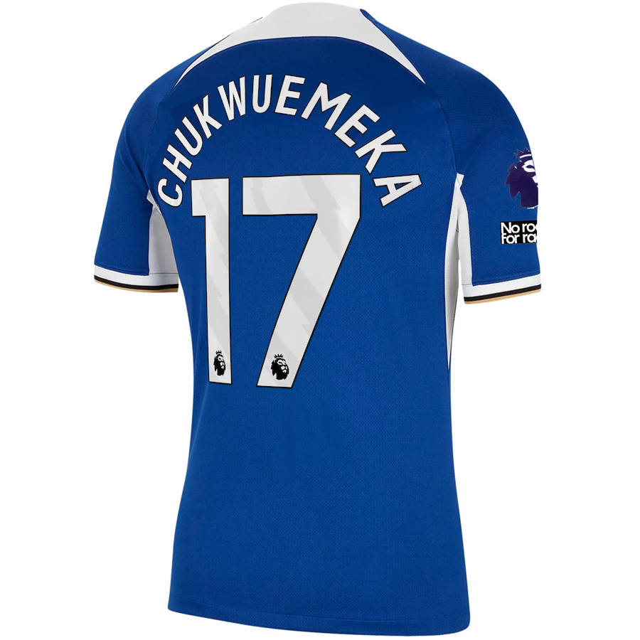 Image of Nike Chelsea Carney Chukwuemeka Home Jersey w/ EPL + No Room For Racism Patches