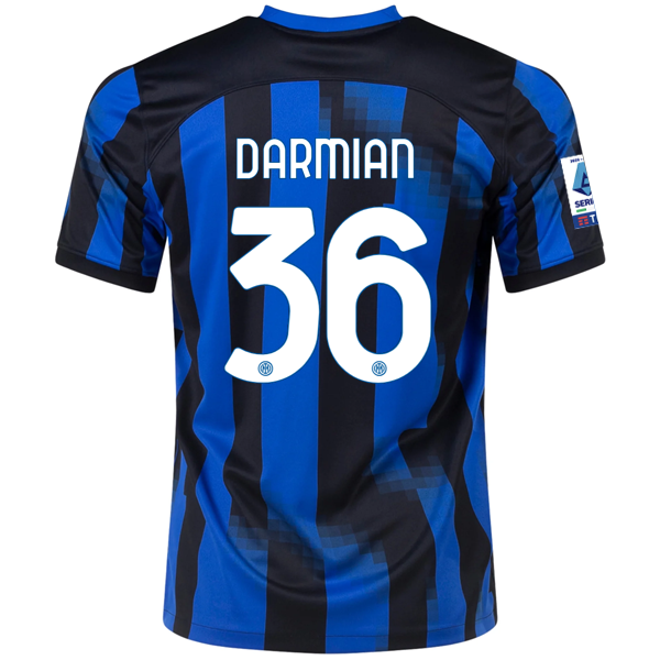 Nike Inter Milan Matteo Darmian Home Jersey w/ Serie A Patches 23/24 (Lyon Blue/