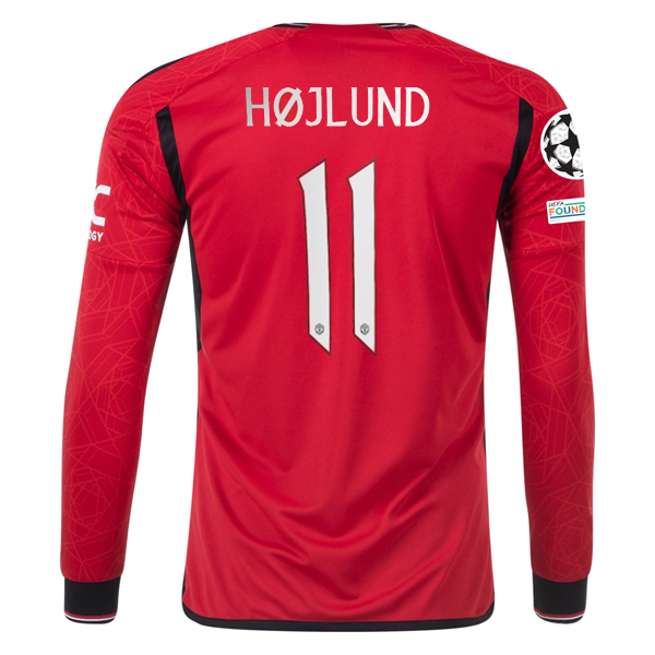 adidas Manchester United Authentic Rasmus Hojlund Langärmliges Heimtrikot mit Cha