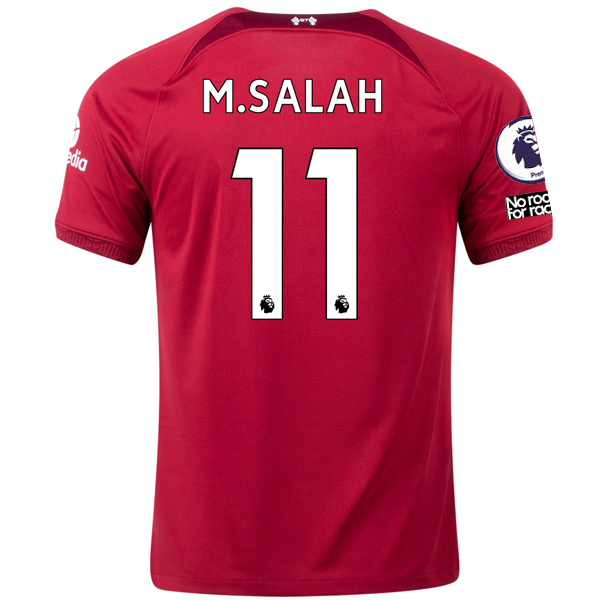 Nike Liverpool Mohamed Salah Home Jersey w/ EPL + No Room For Racism Patches 22/