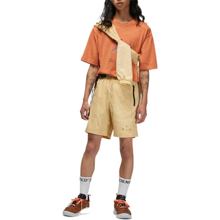 Image of Air Jordan Solid Color Logo Woven Casual Shorts Yellow DQ7876-252