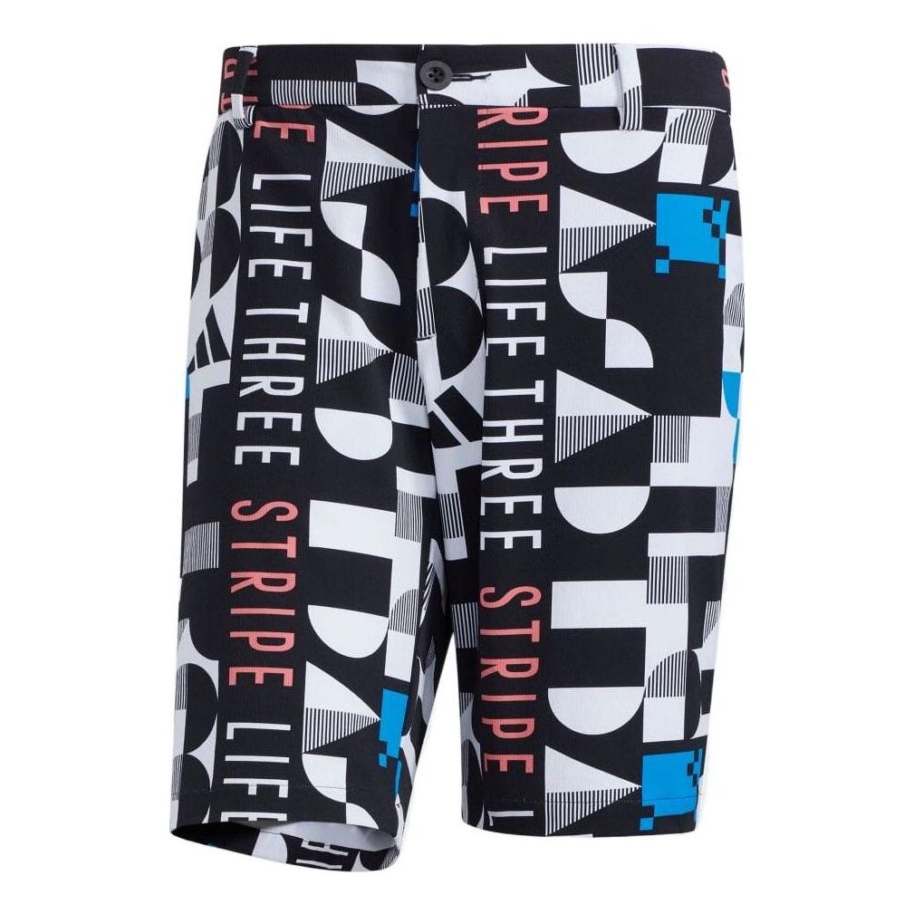 Image of adidas Pattern Printing Straight Shorts Japanese Version Men's Black HA3286