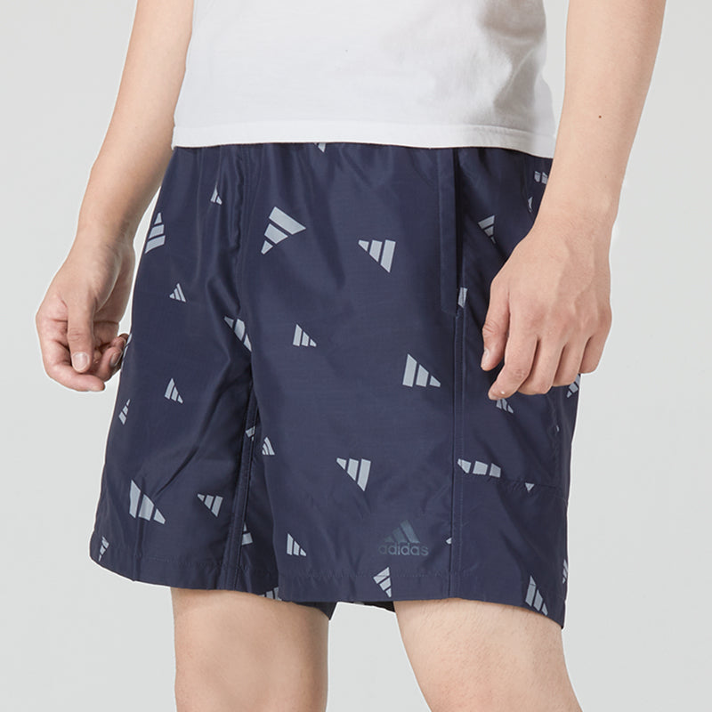 شورت رياضي كاجوال منسوج من adidas M Prsve Board S مطبوع عليه شعار Athleisure بالكامل باللون الأزرق