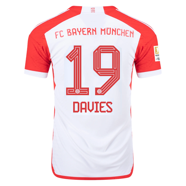 Image of adidas Bayern Munich Authentic Alphonso Davies Home Jersey w/ Bundesliga Champio