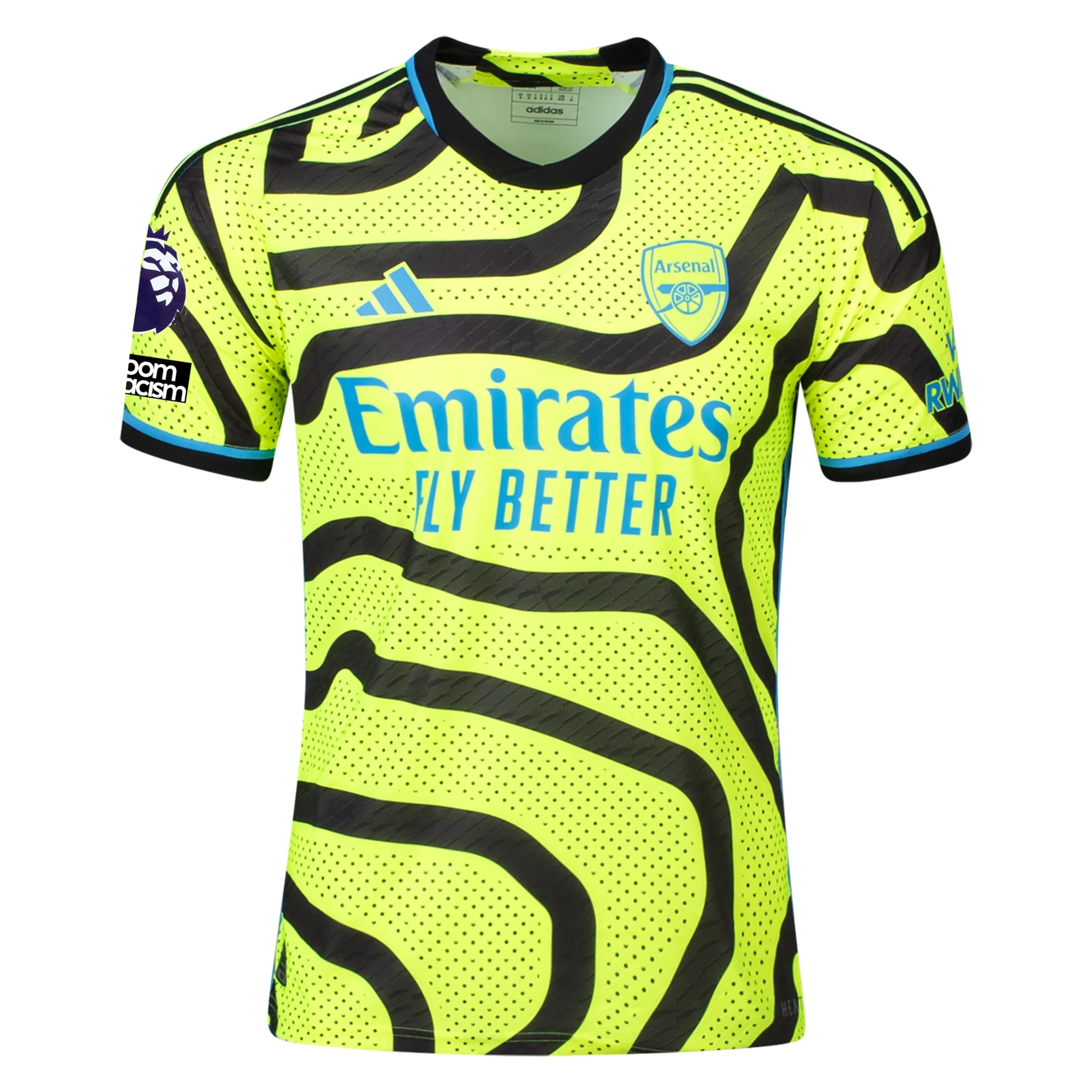 adidas Arsenal Authentic Folarin Balogun Auswärtstrikot mit EPL + Kein Platz für Rassismus