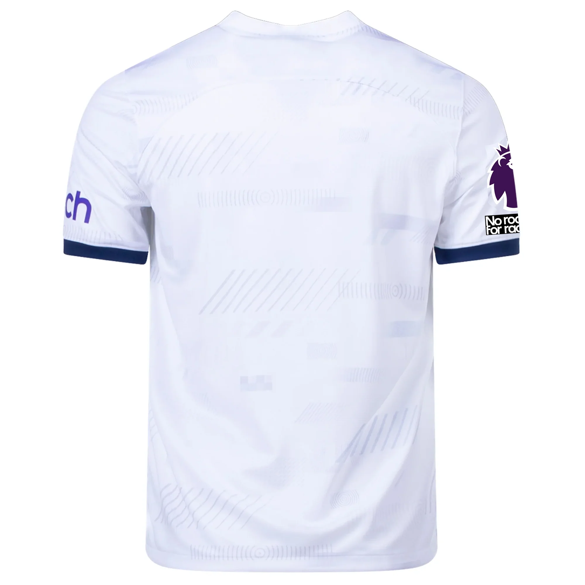 Image of Nike Tottenham Home Jersey w/ EPL + No Room For Racism Patches  23/24 (White/Bin