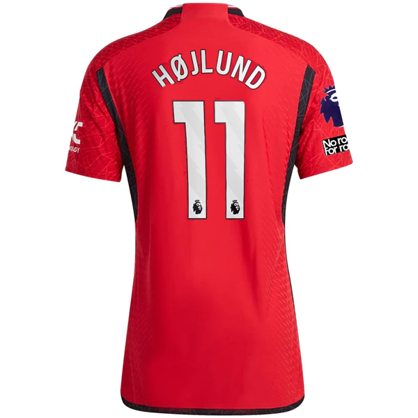 adidas Manchester United Authentisches Rasmus Højlund Heimtrikot 23/24 mit EPL + Nr