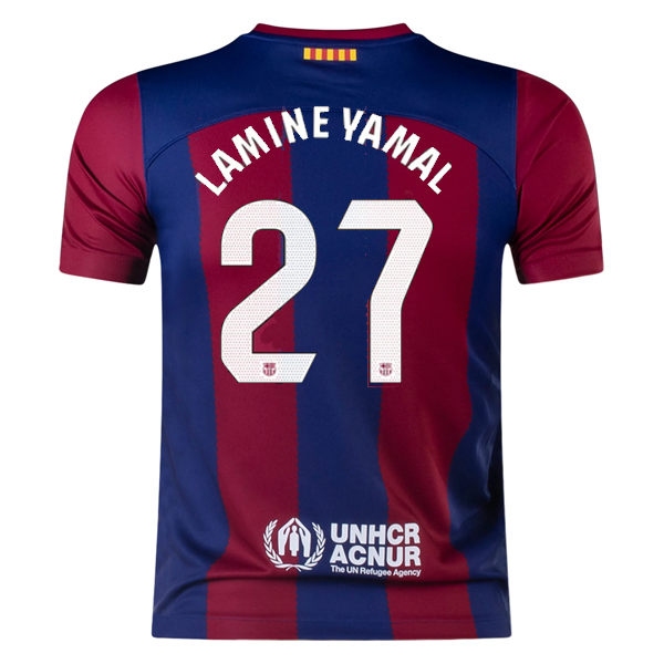 Nike Youth Barcelona Lamine Yamal Heimtrikot 23/24 (Dunkelblau/Edelrot)