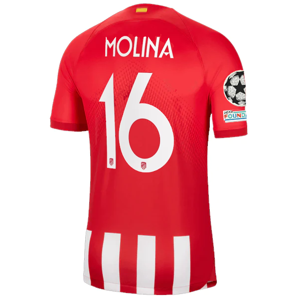 Nike Atletico Madrid Nahuel Molina Home Jersey w/ Champions League Patches 23/24