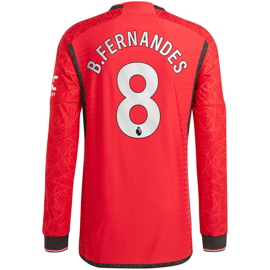 Image of adidas Manchester United Authentic Bruno Fernandes Long Sleeve Home Jersey w/ EP