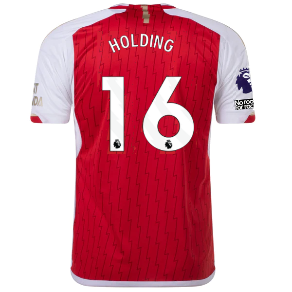 Image of adidas Arsenal Rob Holding Home Jersey 23/24 w/ EPL + No Room For Racism Patch (