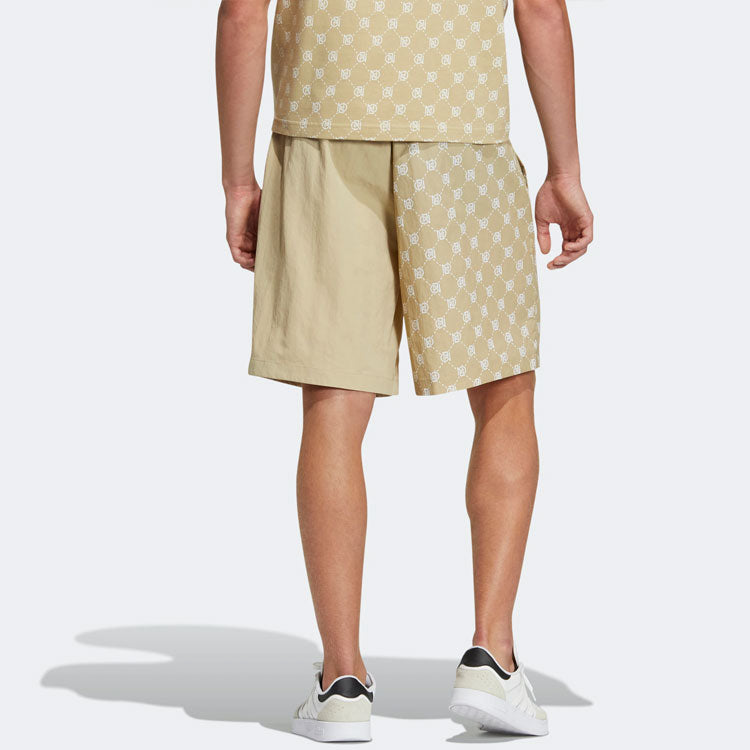 Image of Men's adidas neo Pattern Printing Lacing Casual Sports Shorts Brown Yellow IB584