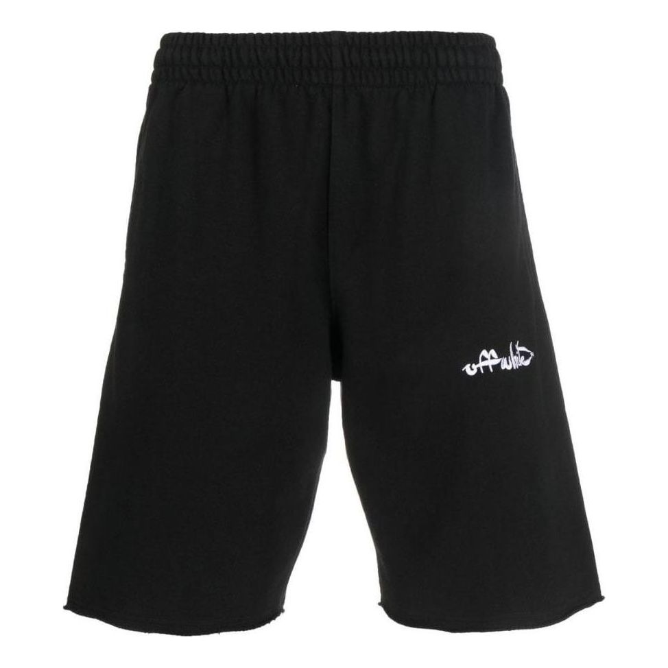 Image of Men's OFF-WHITE SS22 Solid Color Logo Printing Sports Shorts Version Black OMCI0