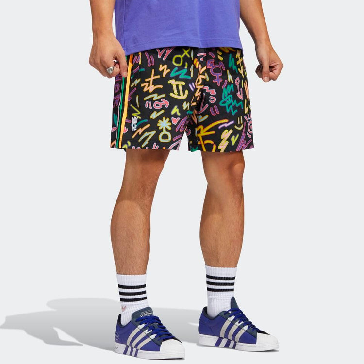 Image of Men's adidas Graffiti Full Print Sports Shorts Black HC3087