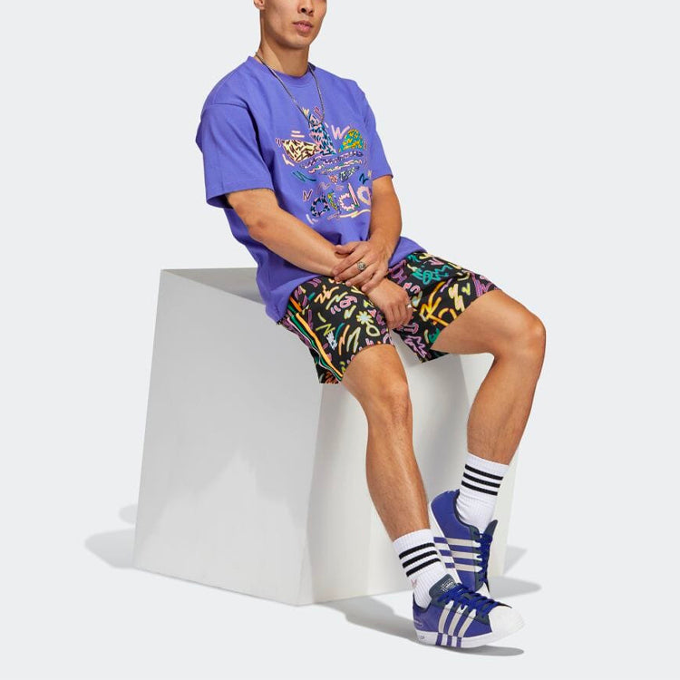 Image of Men's adidas Graffiti Full Print Sports Shorts Black HC3087
