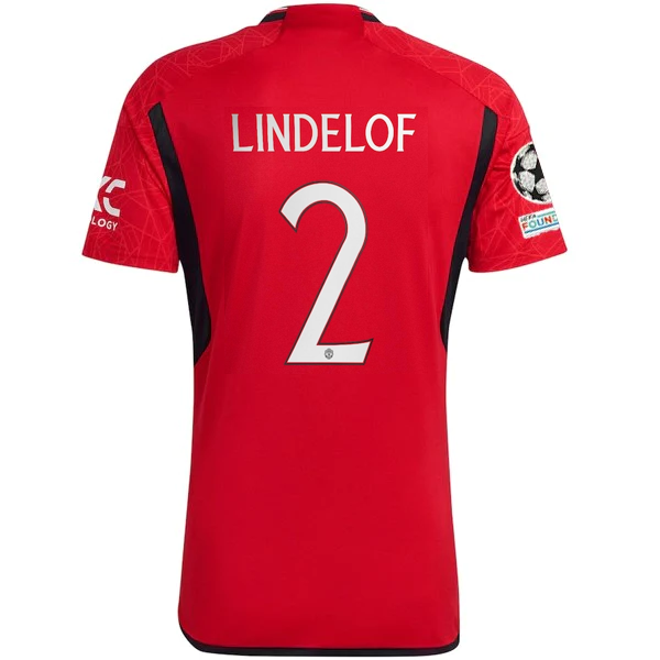Image of adidas Manchester United Victor Lindelof Home Jersey 23/24 w/ Champions League P