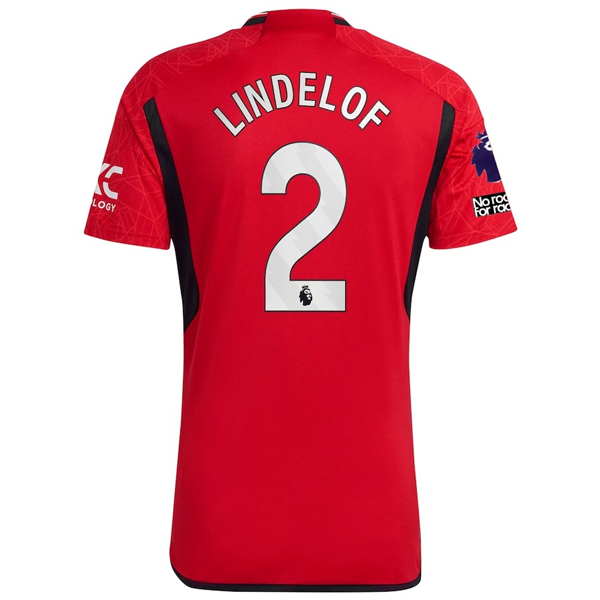 Image of adidas Manchester United Victor Lindelof Home Jersey 23/24 w/ EPL + No Room For