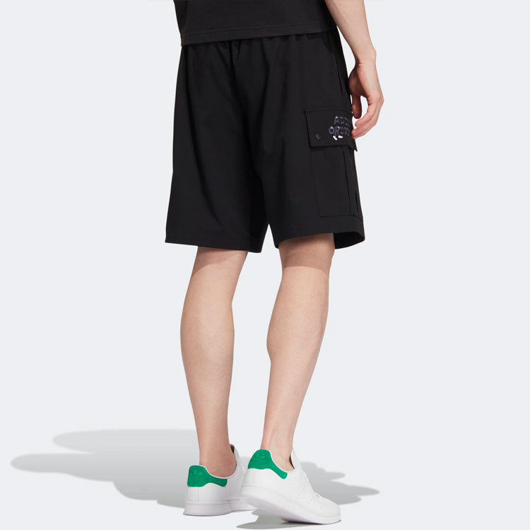 Image of adidas originals x Charr Morita Crossover Logo Printing Straight Loose Shorts Bl