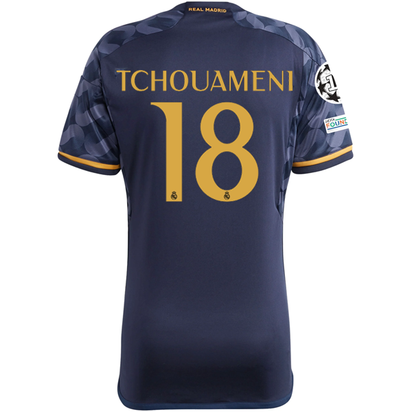 Image of adidas Real Madrid Tchouameni Away Jersey w/ Champions League + Club World Cup P