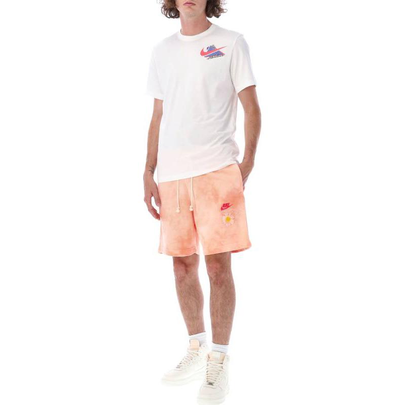 Image of Men's Nike Logo Tie Dye Straight Drawstring Casual Shorts Pink DM5016-693