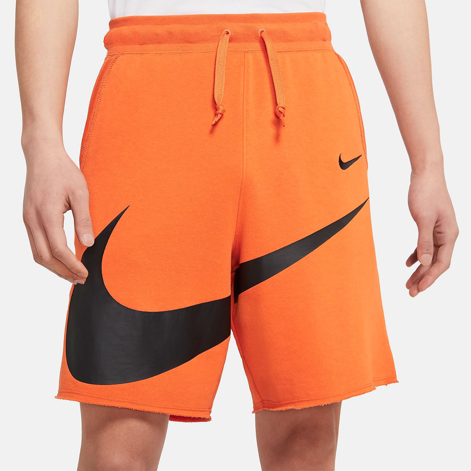 Image of Nike Sportswear Swoosh Logo Printing Knit Sports Shorts Orange DJ5373-801