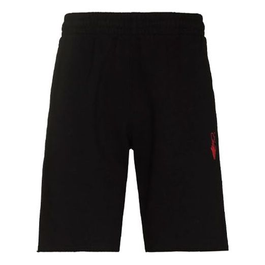 Image of OFF-WHITE FW21 Logo Pants Sports Shorts Ordinary Version Black OMCI006F21FLE0051