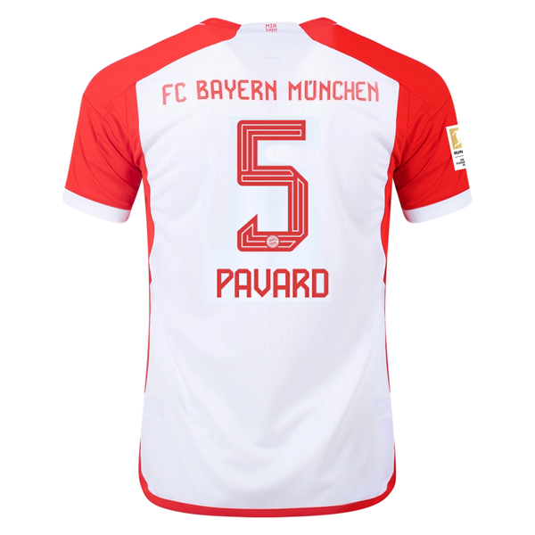 Image of adidas Bayern Munich Benjamin Pavard Home Jersey 23/24 w/ Bundesliga Champion Pa