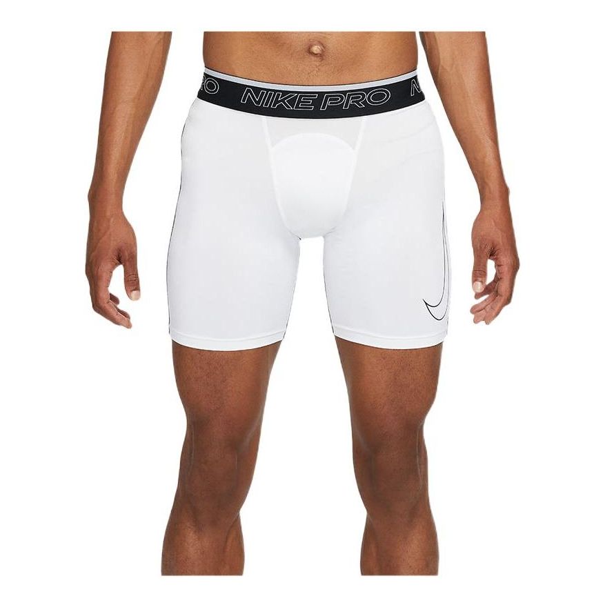 Men's Nike Pro Dri-FIT Training Sports Elastic Logo Breathable Gym Shorts White