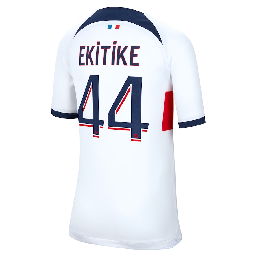 Nike Youth Paris Saint-Germain Ekitike Auswärtstrikot 23/24 (Weiß/Mitternachtsmarineblau)