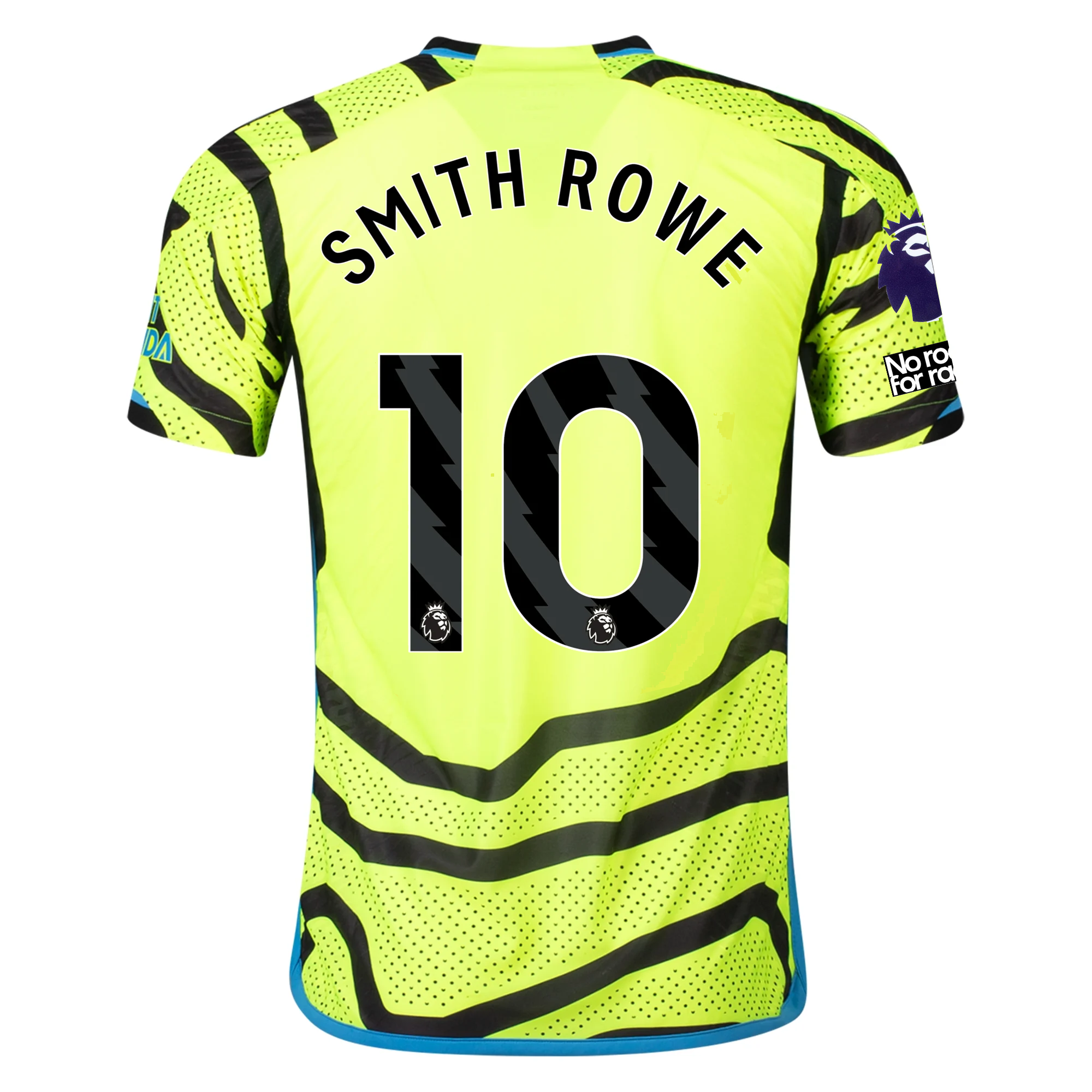 Image of adidas Arsenal Authentic Emile Smith-Rowe Away Jersey w/ EPL + No Room For Racis