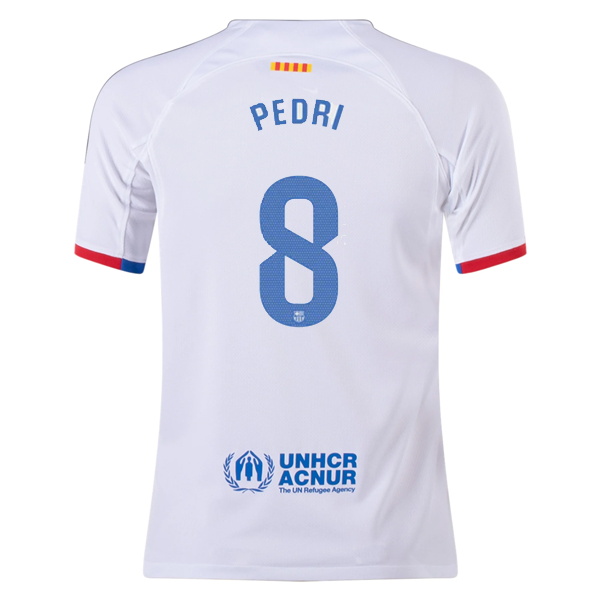 Nike Jugend Barcelona Pedri Auswärtstrikot 23/24 (Weiß/Königsblau)