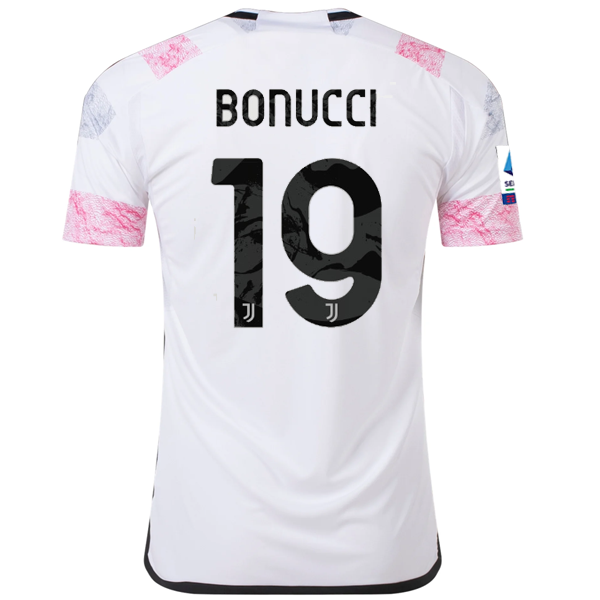 Image of adidas Juventus Leonardo Bonucci Away Jersey w/ Serie A 23/24 (White)
