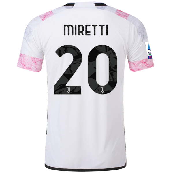 Image of adidas Juventus Authentic Miretti Away Jersey w/ Serie A Patch 23/24 (White)