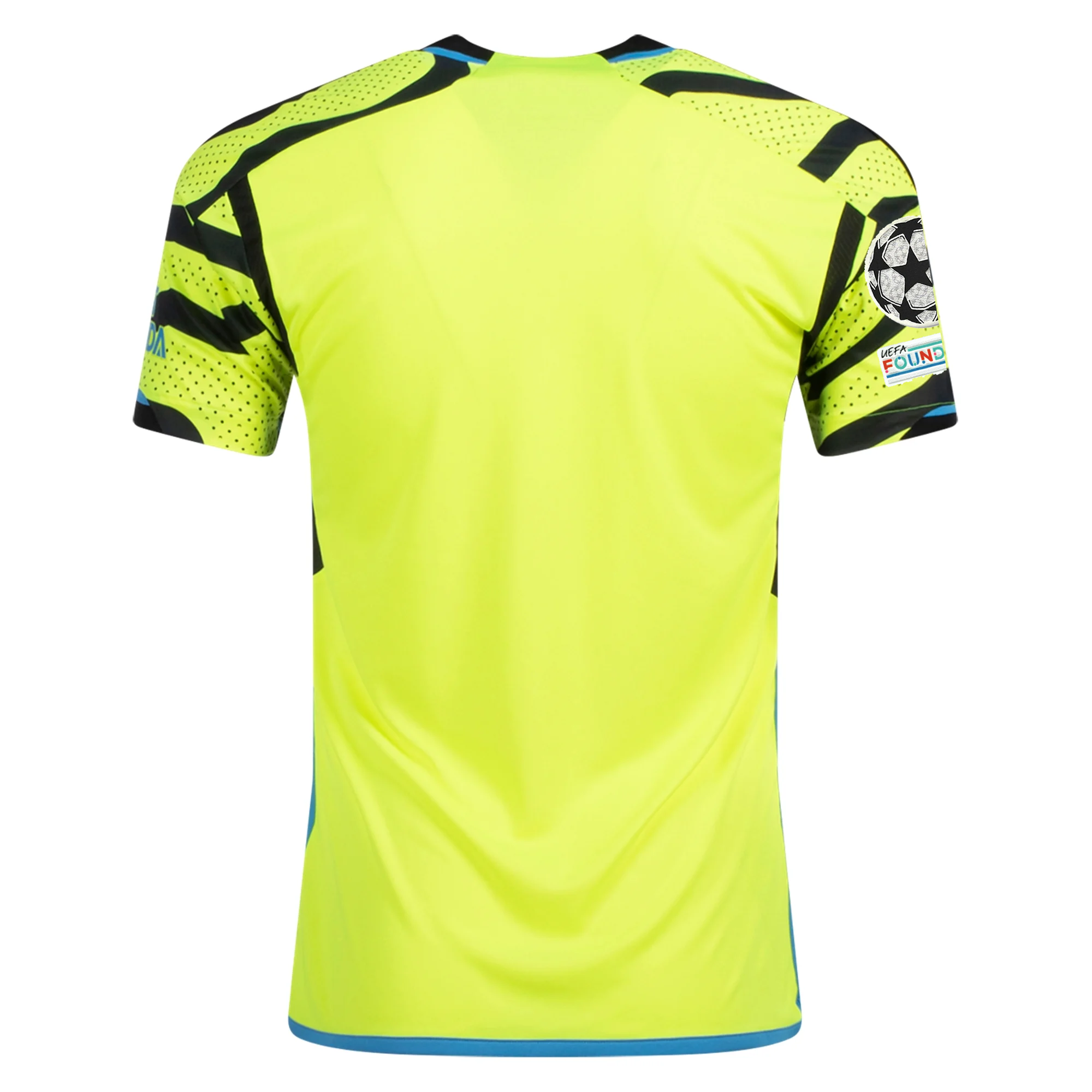 Image of adidas Arsenal Away Jersey w/ Champions League Patches 23/24 (Team Solar Yellow/
